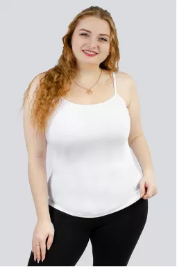 Майка коротка на тонких регульованих шлейках великих розмірів