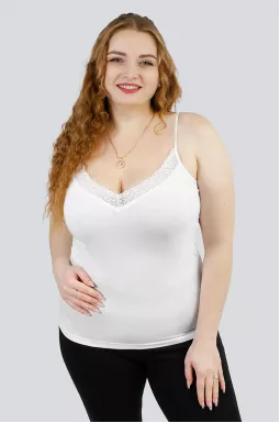 Майка на тонких бретелях з мереживом великих розмірів