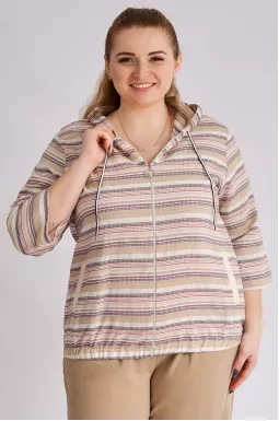 Мастерка льняная в полоску больших размеров