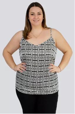 Майка в принт з тонкими бретелями великих розмірів