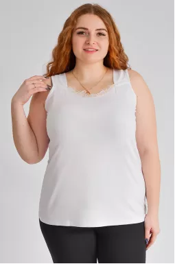 Майка біла з мереживом великих розмірів