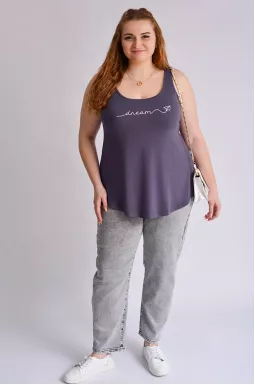 Майка короткая с надписью dream больших размеров