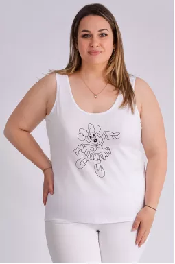 Майка короткая с мультяшным принтом больших размеров