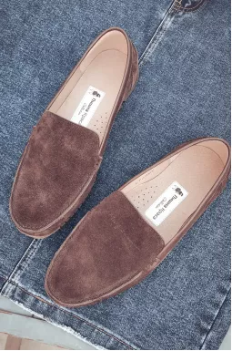 Мокасини замшеві у коричневому кольорі великих розмірів