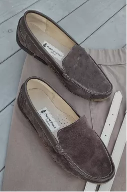 Мокасини нубук кольору шоколад великих розмірів