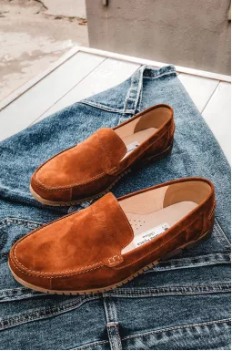 Мокасини замшеві у рудому кольорі великих розмірів