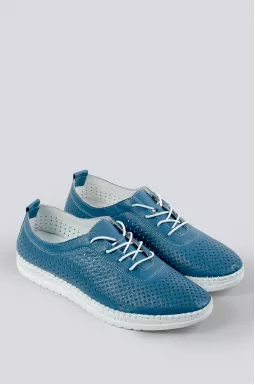 Мокасини з перфорацією у кольорі денім великих розмірів