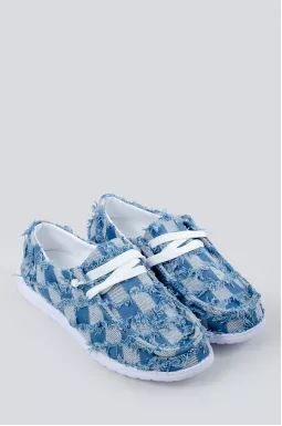 Мокасини денім в клітинку великих розмірів