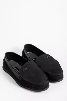 Мокасини чорні на дуже широкі ніжки з кісточкою, високий підйом великих розмірів