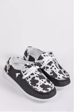 Мокасины в черно-молочном дизайне больших размеров