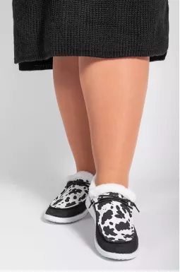 Мокасини текстильні з анімалістичним принтом і екохутром великих розмірів