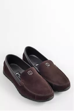 Мокасины шоколадного цвета из замши больших размеров
