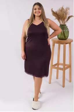 Ночная рубашка укороченная с кружевом батал