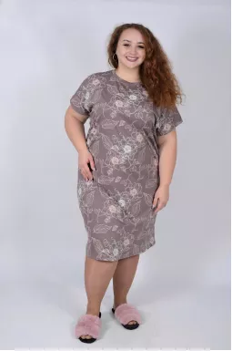 Ночная рубашка длинная с цветочным принтом батал