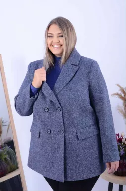 Меланжевое полупальто твид супер батал