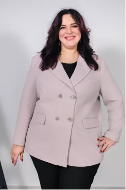 Меланжевое полупальто твид супер батал