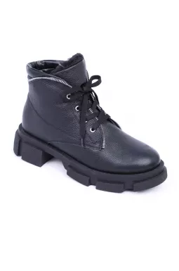 Кожаные ботинки на тракторной подошве со шнуровкой больших размеров