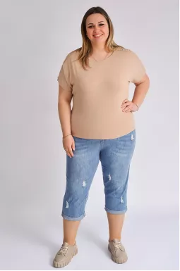 Капрі джинсові з потертостями великих розмірів 