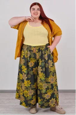 Брюки-спідниця з котону з еластичним поясом та зав’язкою великих розмірів