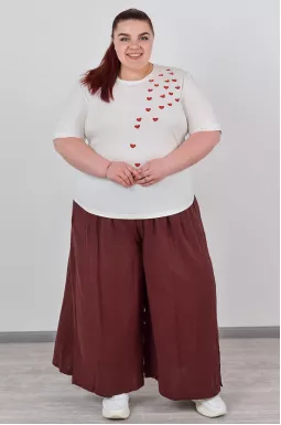 Брюки-спідниця з фактурної тканини на зав'язці великих розмірів