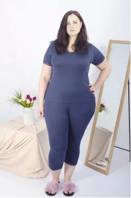 Пижама капри батал однотоная