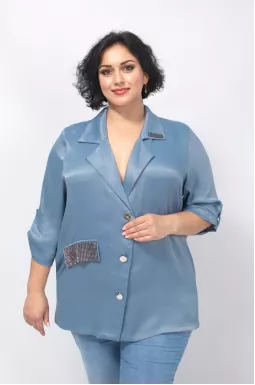 Нарядний піджак декорований стразами батал