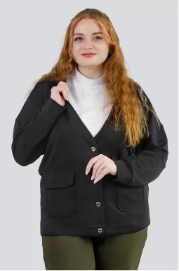 Піджак чорний трикотажний батал