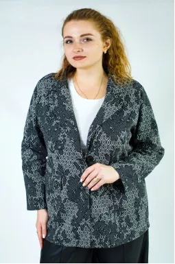 Теплий твідовий піджак в принт супер батал