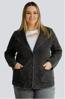 Графітовий джинсовий піджак великих розмірів