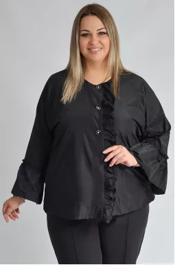 Жакет с рюшами и декоративным рисунком из стразов больших размеров