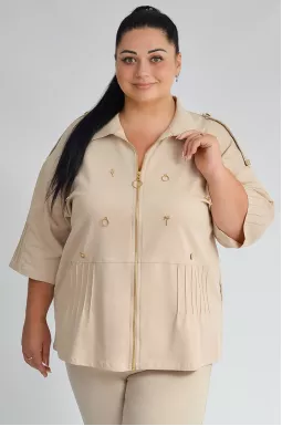 Жакет с коротким рукавом на молнии с декоративными элементами больших размеров