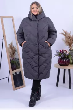 Пальто холлофайбер зимнее с капюшоном батал