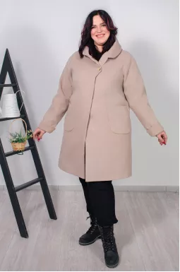 Кашемірове пальто з каптуром батал