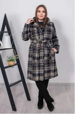 Кашемірове пальто в клітинку батал