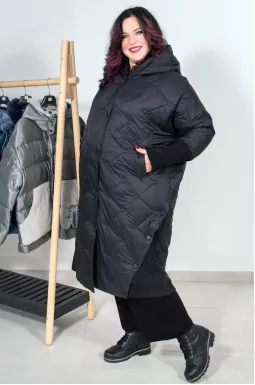 Пальто холофайбер с вязанными вставками супер батал