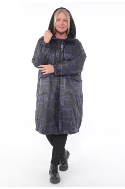 Пальто демисезонное в принт паутинка супер батал