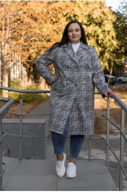 Пальто кашемірове гусяча лапка батал