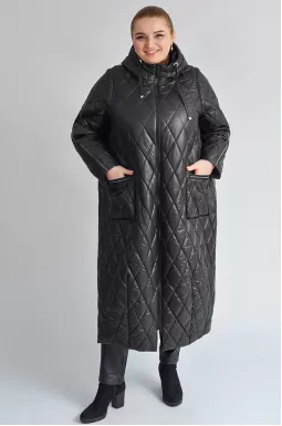 Черное пальто-трансформер со съемными рукавами больших размеров