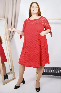 Сукня напівсвітська червона батал