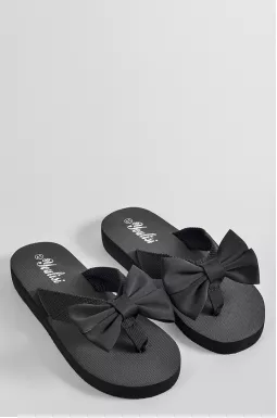 Вьетнамки черного цвета с бантом больших размеров