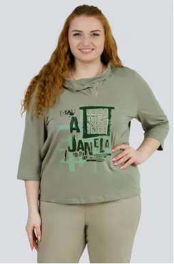  Блуза с горлом с молнией больших размеров