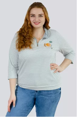Поло в смужку з високим коміром великих розмірів