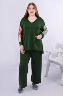 Прогулянковий костюм з принтом на рукавах батал