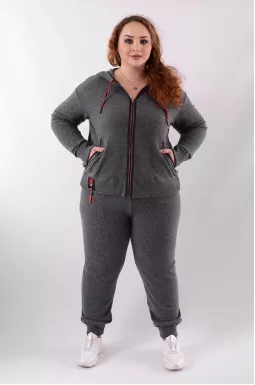 Зручний прогулянковий костюм з блискавкою та нашивкою