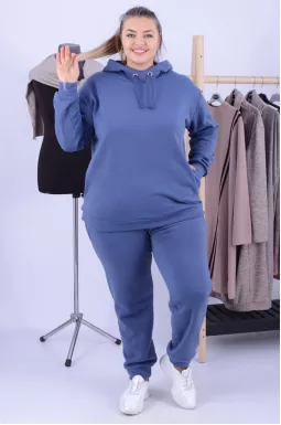 Удобный однотонный прогулочный костюм без молнии супер батал