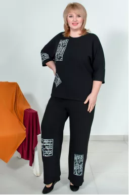 Прогулочный трикотажный костюм в рубчик батал