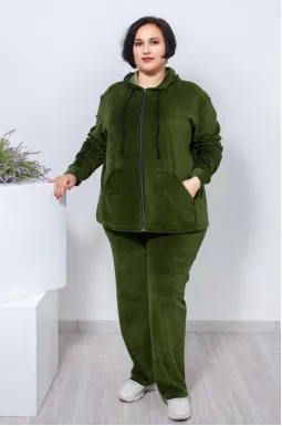 Прогулочный велюровый костюм на молнии супер батал