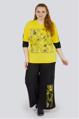  Яркий прогулочный костюм с цветочным принтом больших размеров