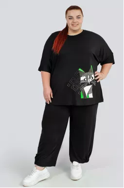 Прогулочный костюм со стильным декором больших размеров