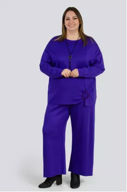 Прогулочный вязаный костюм с украшением больших размеров